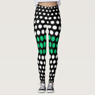 Smaragd und White Polka Dot Pattern Leggings