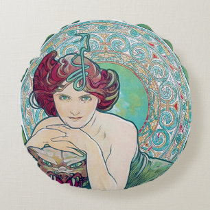 Smaragd (Vier Juwelen), Alphonse Mucha Kissen