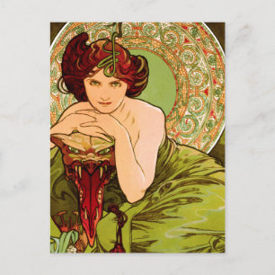 Smaragd von Alphonse Mucha - Vintage Art Nouveau Postkarte
