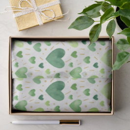 Smaragd-Wasserfarben-Herzen & Goldblatt Seidenpapier