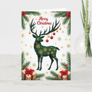 Smaragd-Weihnachtskarte mit Hirsch Karte