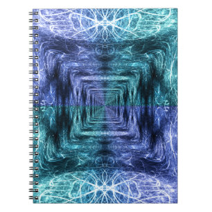 Smaragdblaue kristalline Energie-Fraktal-Kunst Notizblock