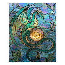 Smaragddrache & leuchtendes Kristall-Buntglas
