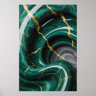 Smaragde Venen: Abstrakter Marmorfluss ✨ 💚 🖤 Poster