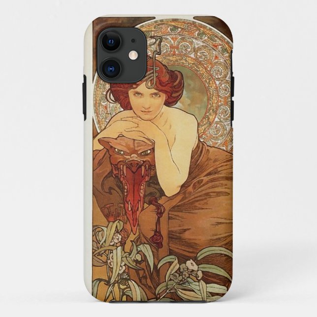 Smaragdentwurf durch Telefon-Kasten Alphonse Mucha Case-Mate iPhone Hülle (Rückseite)