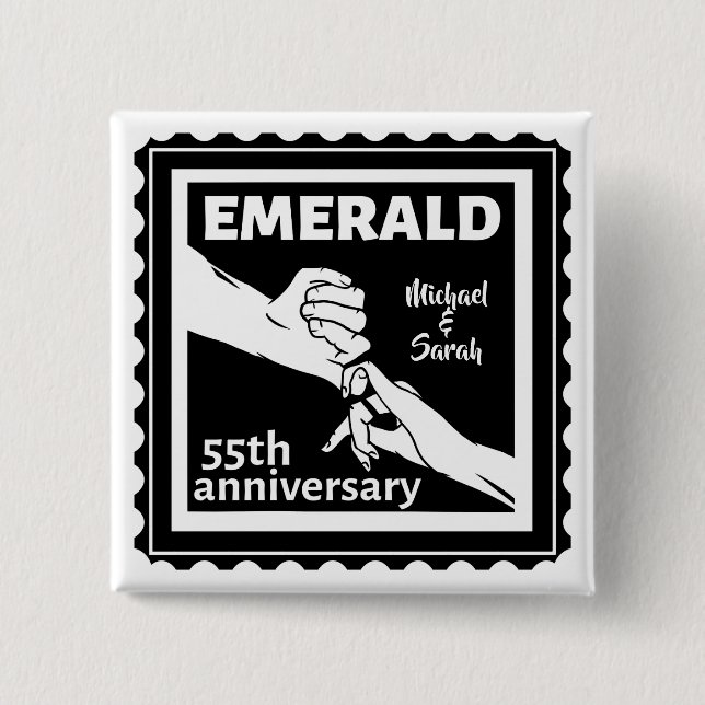 Smaragdes Hochzeitstag 55 Jahre Button (Vorderseite)