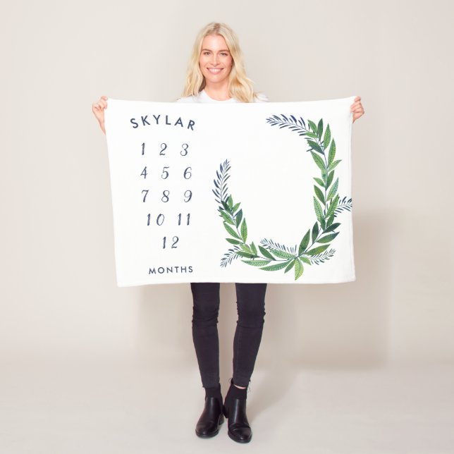 Smaragdgrün-Baby-Monatsmeilenstein Fleecedecke (Beispiel)