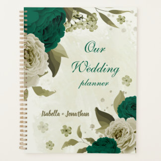 Smaragdgrün-beige-Blume Hochzeit Planer