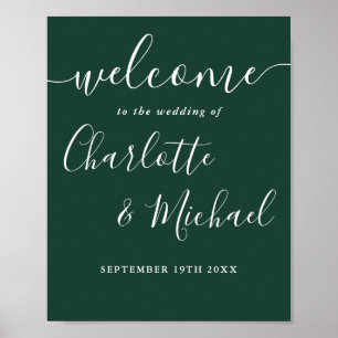 Smaragdgrün Chic Schriftzug Hochzeitswillkommenssc Poster