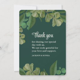 Smaragdgrün Elegante rustikale Blätter üppig Dankeskarte
