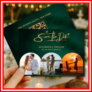 Smaragdgrün & Gold Moderne Eleganz Save The Date