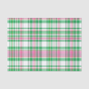 Smaragdgrün, heißes Pink, weißes preppy Madras-Kar Seidenpapier