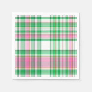 Smaragdgrün, heißes Pink, weißes preppy Madras-Kar Serviette