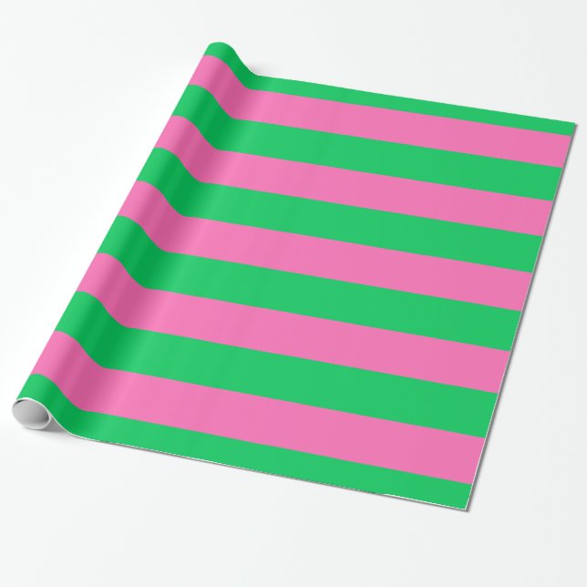 Smaragdgrün, Hot-Pink #2 XL Preppy Strip 1X Geschenkpapier (Ungerollt)