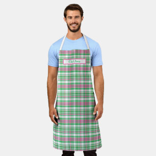 Smaragdgrün Hot Pink Wht Preppy Madras Schürze
