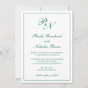 Smaragdgrün Klassisch Elegante Hochzeit Einladung