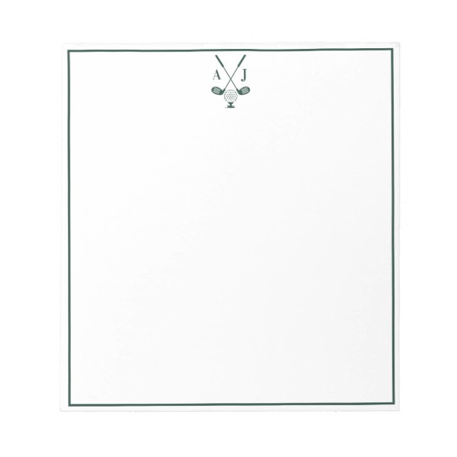 Smaragdgrün Monogramm Golf Notizblock (Vorderseite)