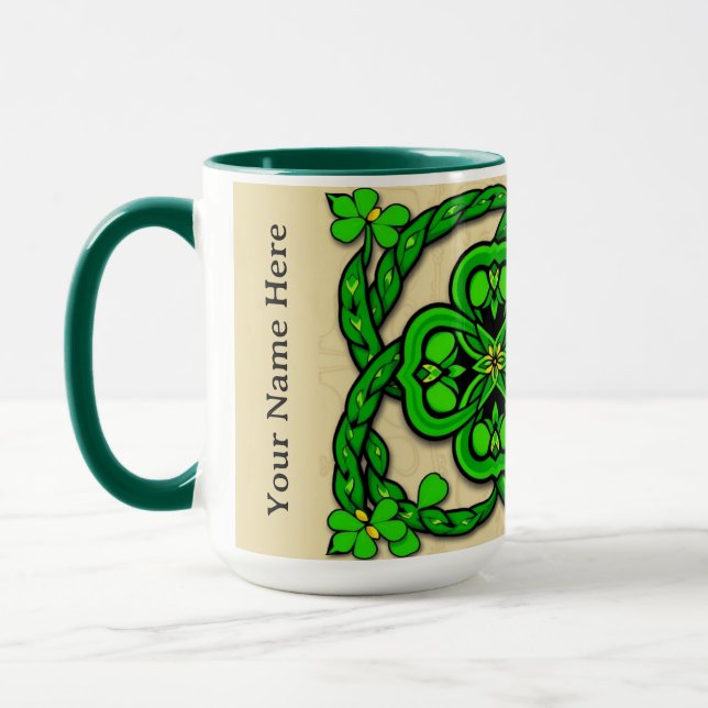 Smaragdgrün nahtloses Kleeblatt Kleefeld Tasse (Links)