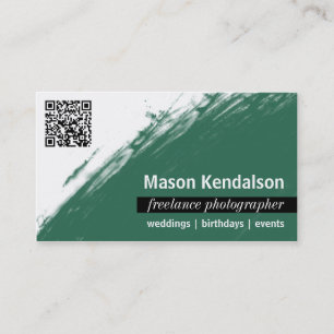 Smaragdgrün QR CODE Fotograf-Visitenkarte Visitenkarte