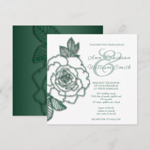 Smaragdgrün Silver Elegante Hochzeit Einladung