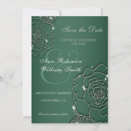 Smaragdgrün Silver floral Elegante Hochzeit Save The Date