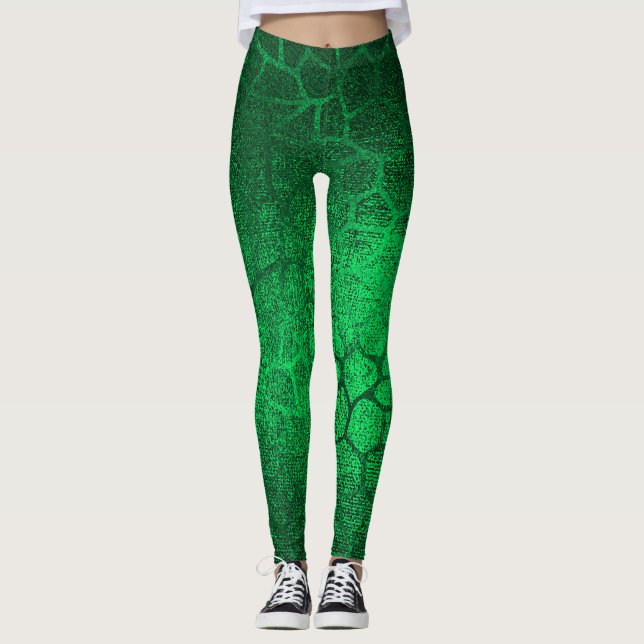 Smaragdgrün-Tierdruck Leggings (Vorderseite)