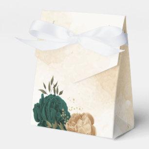 Smaragdgrün und beige goldene Blume Hochzeit Geschenkschachtel