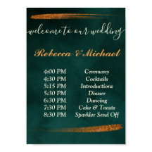 smaragdgrün und Blätter Veranstaltungsreihenfolge 