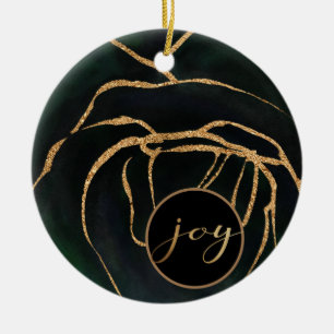 smaragdgrün und goldene Freudenschmuck Foto Keramik Ornament