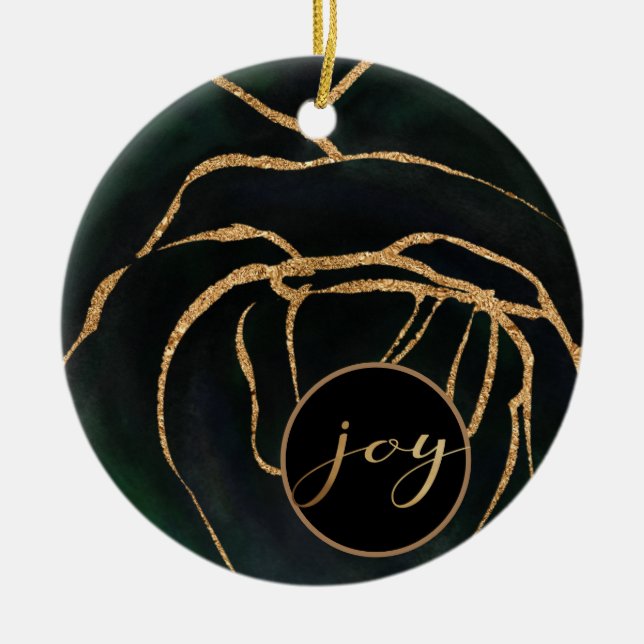 smaragdgrün und goldene Freudenschmuck Foto Keramik Ornament (Vorne)