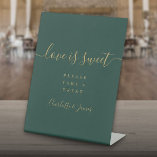 Smaragdgrün und goldene Schrift Liebe ist süße Gun Sockelschild