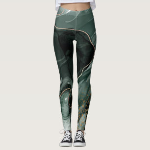 Smaragdgrün und goldener Marmor, Marmor Hintergrun Leggings