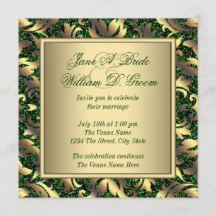 Smaragdgrün-und Goldhochzeit Einladung