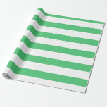 Smaragdgrün und weiß breiter Streifen Geschenkpapier<br><div class="desc">Smaragdgrünes und weißes breitgefächertes,  horizontal gestreiftes Schleifpapier</div>