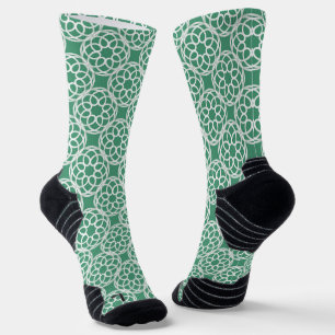 Smaragdgrün-weiß geometrisches nahtloses Muster Socken