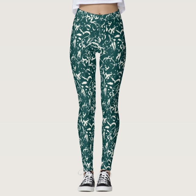 Smaragdgrüne abstrakte Leggings  (Vorderseite)