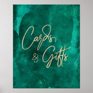 Smaragdgrüne Aquarell-Hochzeitskarten & Geschenke Poster