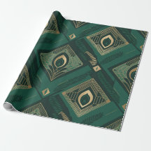 Smaragdgrüne Art Deco Geometrische Geschenkpapier