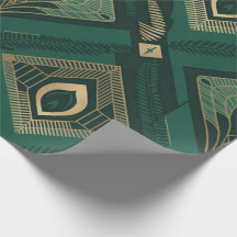 Smaragdgrüne Art Deco Geometrische Geschenkpapier