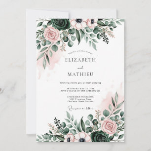 Smaragdgrüne Ätherische Botanische Hochzeit Einladung