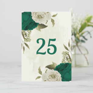 smaragdgrüne beige Blume Tischnummer