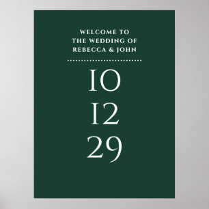 Smaragdgrüne besondere Datum Hochzeit Willkommenss Poster