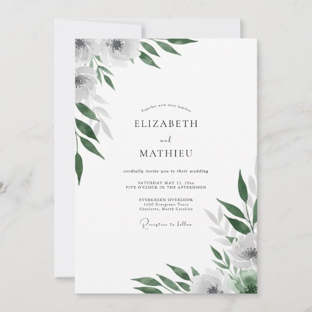 Smaragdgrüne Blätterhochzeit Einladung (Vorderseite)