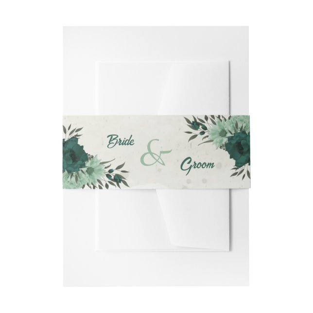 smaragdgrüne Blume botanische Hochzeit Einladungsbanderole (Vorderseite Beispiel)