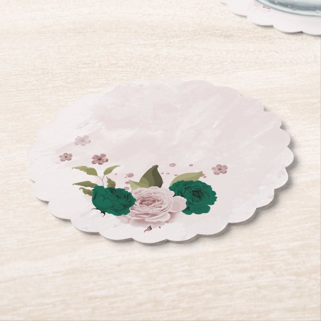 Smaragdgrüne Blume Hochzeit Untersetzer (angewinkelt)