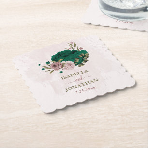 Smaragdgrüne Blume Hochzeit Untersetzer
