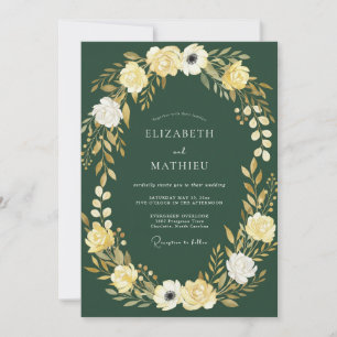 Smaragdgrüne Blumen-Garland Hochzeit Einladung