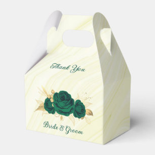 smaragdgrüne Blumen goldene Blätter Marmor Geschenkschachtel