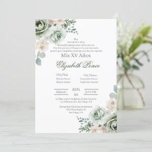Smaragdgrüne Blüte Quinceañera Einladung