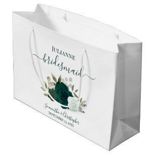 Smaragdgrüne Boho-Rosen Hochzeitsbrautjungfer Große Geschenktüte